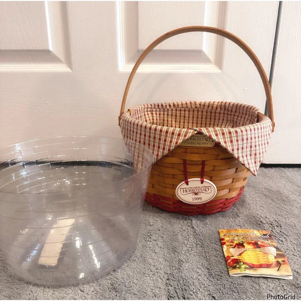 Longaberger 1999 Collectors Club Homestead Basket, Liner & Protector Handwoven
